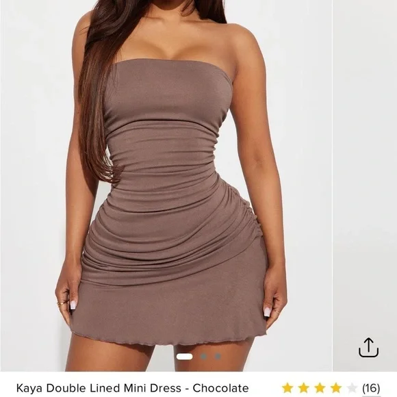Fashion Nova Double lined mini dress chocolate brown - Picture 1 of 7